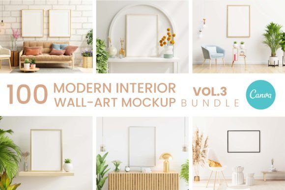 Download 100 Canva Modern Wall Art Mockup Pack P3 - Wall art mockup Collection