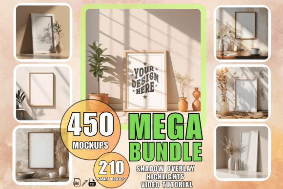 Download Frame Mockup Bundle PSD Wall Art Mockups - Wall art mockup Collection